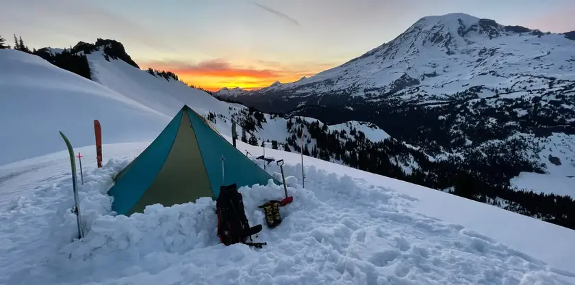 Ski camping in Mt. Rainier National Park