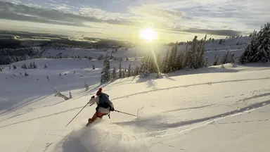 Early season ski touring at sunset - Mt. Hood - October 27, 2025