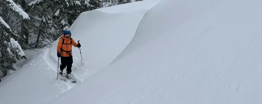 Ski tourer in the Mt. Hood backcountry